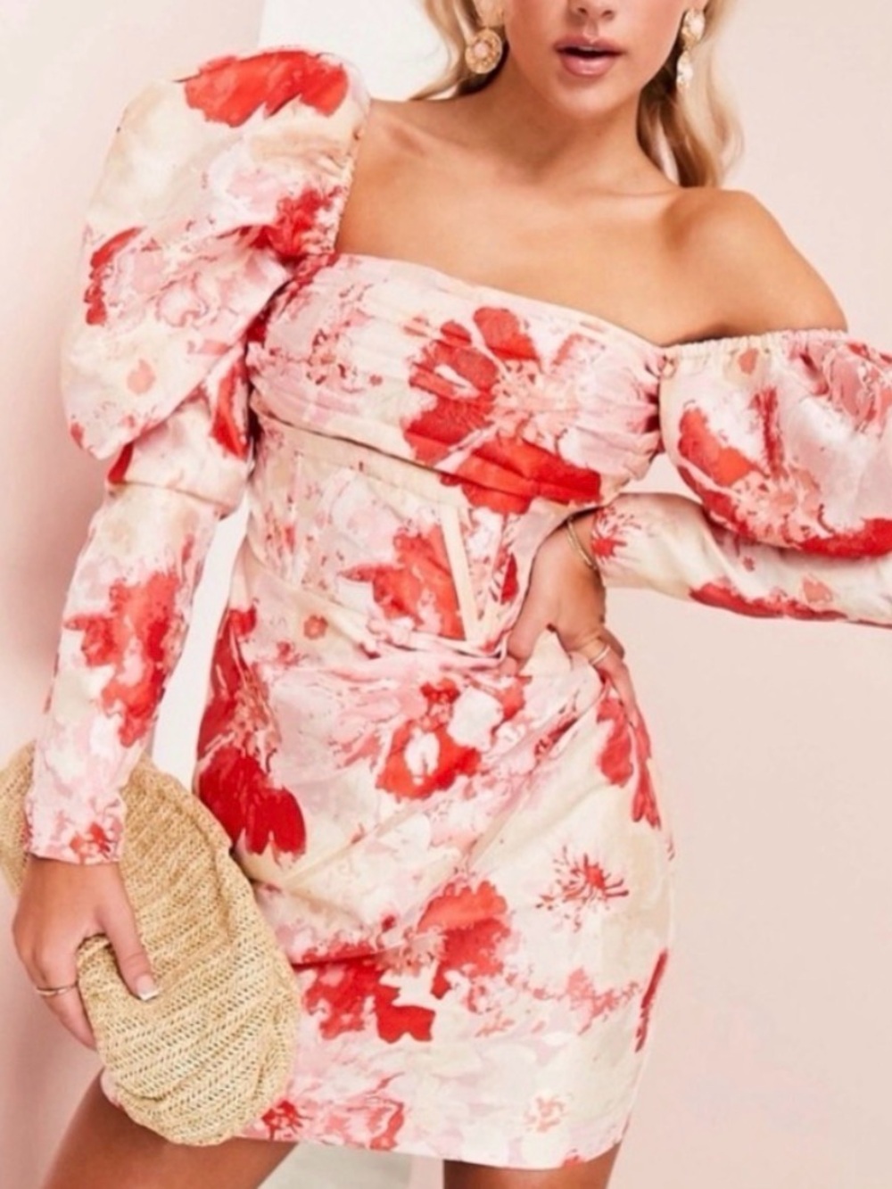 ASOS LUXE Curve Jacquard Floral Dress Plus Size 18 NWT